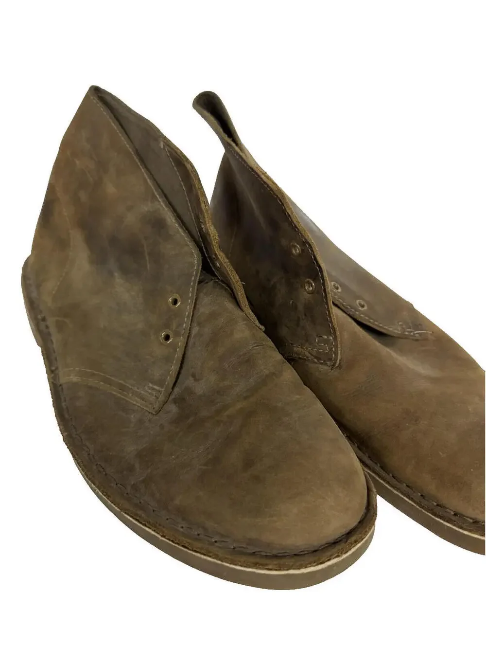 (RC) Clarks Desert Trek Brown Leather Chukka Boots Men 11M Distressed Casual